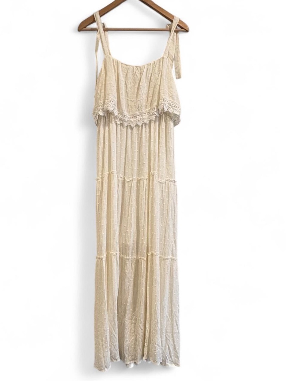 In Loom |  Cream Maxi Dress w/ Tie Shoulders SZ M